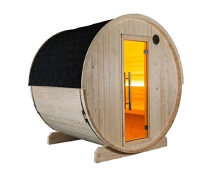 HARVIA Fass-Sauna KUUSI 180 cm lang, mit Vollglasfenster