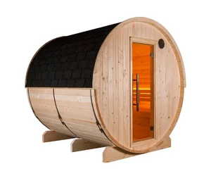 SENTIOTEC Fass-Sauna KUUSI 220 cm lang, mit Vollglasfenster