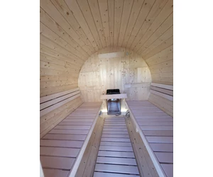 HARVIA Fass-Sauna KUUSI 180 cm lang, mit vollständiger Rückwand