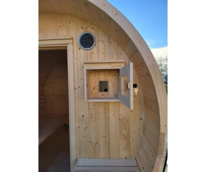 HARVIA Fass-Sauna KUUSI 180 cm lang, mit vollständiger Rückwand