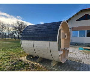 HARVIA Fass-Sauna KUUSI 180 cm lang, mit vollständiger Rückwand
