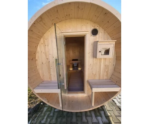 HARVIA Fass-Sauna KUUSI 180 cm lang, mit vollständiger Rückwand