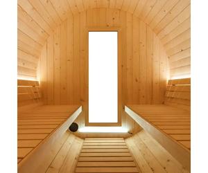 SENTIOTEC Fass-Sauna LEKKERI 240 cm lang, mit Terasse