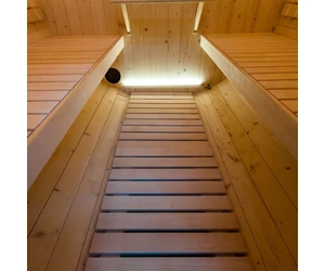 SENTIOTEC Fass-Sauna KUUSI 220 cm lang, mit Vollglasfenster