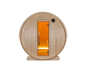 SENTIOTEC Fass-Sauna KUUSI 220 cm lang, mit Vollglasfenster