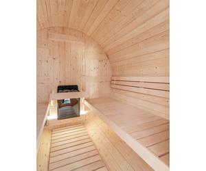SENTIOTEC Fass-Sauna LEKKERI 240 cm lang, mit Terasse