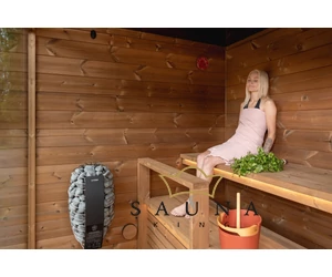 HARVIA GARTENSAUNA KIRAMI FINVISION mit HARVIA Spirit Saunaofen und HARVIA Xenio Steuerung