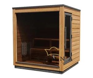 HARVIA GARTENSAUNA KIRAMI FINVISION mit HARVIA Spirit Saunaofen und HARVIA Xenio Steuerung