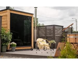 HARVIA GARTENSAUNA KIRAMI FINVISION mit dem holzbefeuerten HARVIA Cilindro 16 Saunaofen