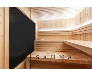 HARVIA Gartensauna ALPINA Large mit Panorama-Glasfenster, ohne äußeres Rhombusdekor, klarem Glas