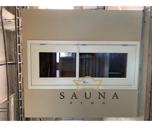 HARVIA Gartensauna ALPINA Large mit Panorama-Glasfenster, ohne äußeres Rhombusdekor, klarem Glas