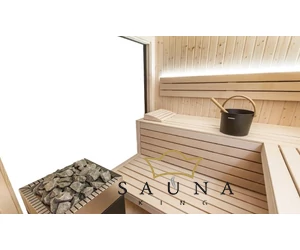 HARVIA Gartensauna ALPINA Large mit Panorama-Glasfenster, ohne äußeres Rhombusdekor, klarem Glas