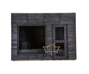 HARVIA Gartensauna ALPINA Large mit Panorama-Glasfenster, ohne äußeres Rhombusdekor, klarem Glas