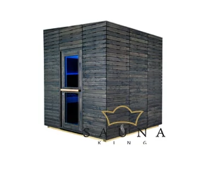 HARVIA Gartensauna ALPINA Medium mit Panorama-Glasfenster, ohne äußeres Rhombusdekor, klarem Glas