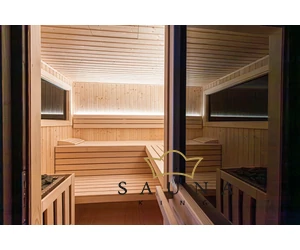 HARVIA Gartensauna ALPINA Medium, äußerer Rhombus ohne Dekor, mit klarem Glas