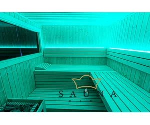 HARVIA Gartensauna ALPINA Medium, äußerer Rhombus ohne Dekor, mit klarem Glas