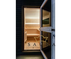 HARVIA Gartensauna ALPINA Medium, äußerer Rhombus ohne Dekor, mit klarem Glas