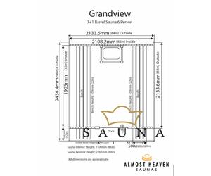 ALMOST HEAVEN Fass-Sauna Grandview  aus rustischem Rotzedernholz