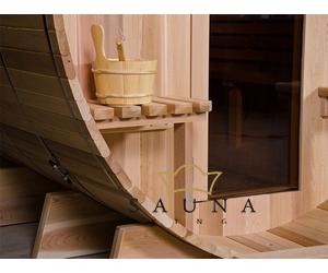 ALMOST HEAVEN Fass-Sauna Grandview  aus rustischem Rotzedernholz