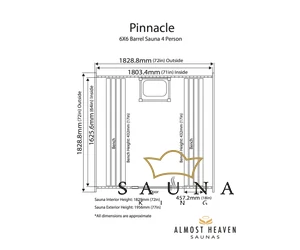 ALMOST HEAVEN Fass-Sauna Pinnacle aus rustischem Rotzedernholz, Massivholzsauna aus Finnland