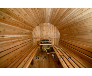 ALMOST HEAVEN Fass-Sauna Audra aus rustischem Rotzedernholz