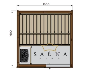 HARVIA Utu Compact Premium finnische Sauna aus wärmebehandelter Espenholz mit Saunaofen 160 x160 cm