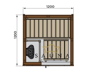 HARVIA Utu Petite Premium finnische Sauna aus wärmebehandelter Espenholz mit Saunaofen 120 x120 cm 