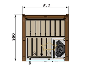 HARVIA Utu Nano Premium finnische Sauna aus wärmebehandelter Espenholz mit Saunaofen 95 x 95 cm