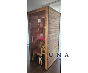 HARVIA Utu Nano Premium finnische Sauna aus wärmebehandelter Espenholz mit Saunaofen 95 x 95 cm