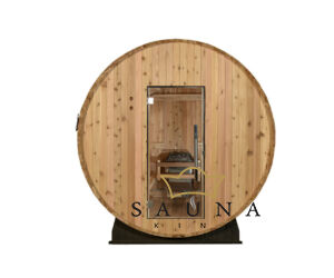 ALMOST HEAVEN Fass-Sauna Pinnacle aus rustischem Rotzedernholz, Massivholzsauna aus Finnland