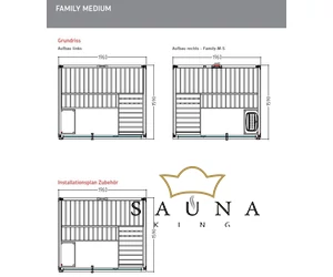 SENTIOTEC Finnsauna FAMILY MEDIUM, Massivholzsauna, 196 x 159 x 204 cm