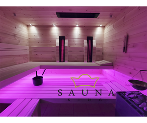 SAUNA KING Finnsauna + Infrasauna aus Zirbe, mit Vollglasfront, 245x185cm (Nr. 4)