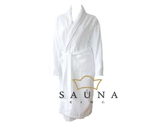 Velour-Frottee Bademantel uni, weiss S/M