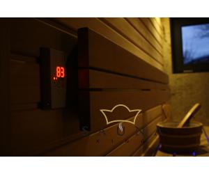 Sentiotec Saunasteuerung Set Wave.com4 (Finnisch), Bedienteil: dunkles Holz