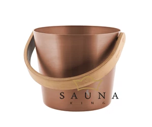 RENTO Saunakübel-Set  5L, Thermometer aus Aluminium, Braun