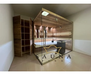 SAUNA KING Holz/Edelstahl Luxus Rohrgriff Set für Saunatür, 800 mm