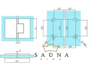 Pendeltürbänder 180° für Glas-an-Glastüren mit Mausohr-Bohrungen, matt schwarz