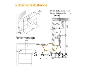 EOS Finnische Saunaofen 46.U, Hinterwandofen, 6kW-12kW, Edelstahl, Stehofen