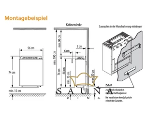 EOS Verdampferofen BiO Gracil W, 7,5kW-9kW, Schwarz, Wandmontage