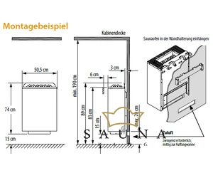 EOS Finnische Saunaofen Gracil W, 6kW-9kW, Anthrazit, Wandmontage