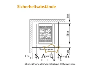 EOS Finnische Saunaofen Herkules S60, 9 kW-15 kW, Schwarz, Stehofen