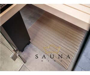 PVC-freie Sauna Bodenmatte aus TPE, 100 cm breit, silbergrau oder champagne, je lfm. 