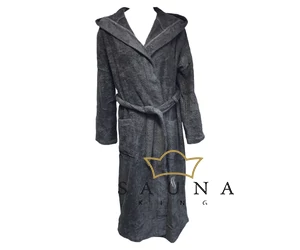 Frottee-Bademantel mit Kapuze, anthrazit, L / XL