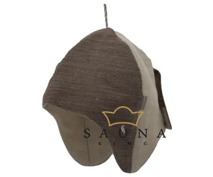 EMENDO Saunahut und Kissen, beige-braun gestreift