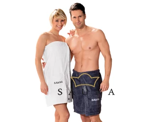 FINNSA Herren Sauna-Kilt Baumwolle, 50cm lang, anthrazit
