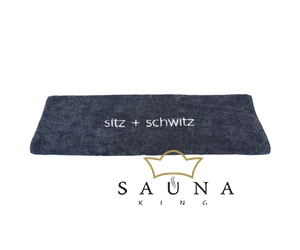 Sauna-Sitztuch "Sitz + Schwitz", 70 x 140 cm, dunkelblau