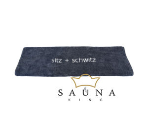 Sauna-Sitztuch "Sitz + Schwitz", 70 x 140 cm, dunkelblau