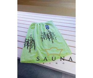 Pikkupuoti Herren Saunakilt, 100% Bio-Baumwolle/Frottier, grün, mit Kelo Baum Motiv