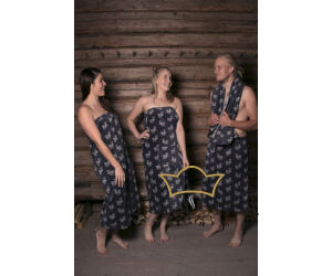 Pikkupuoti Damen Sauna-Kilt aus Baumwolle, 150 cm lang, grau