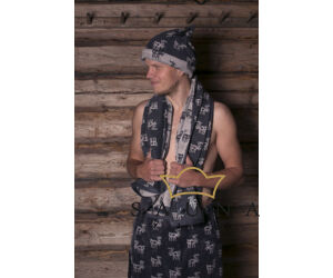 Pikkupuoti Herren Sauna-Kilt aus Baumwolle, 100 cm lang, grau